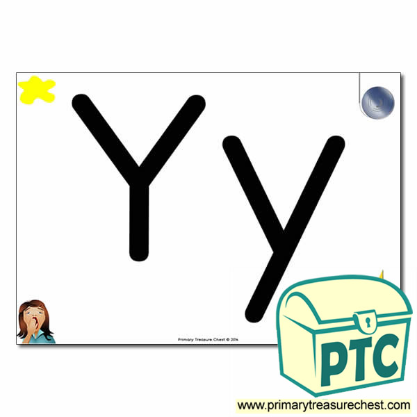 'Yy' Upper and Lowercase Letters A4 posterposter with realistic images