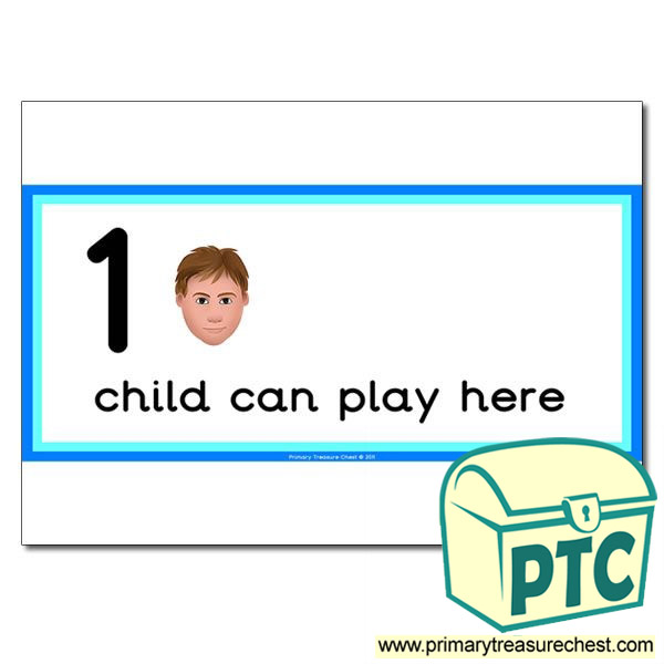 Cutting  Area Sign - Images of Faces - 1 child can play here - Classroom Organisation Poster