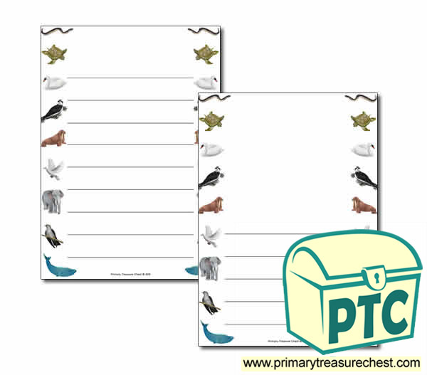 Animal Migration Themed Page Border/Writing Frame (wide lines)