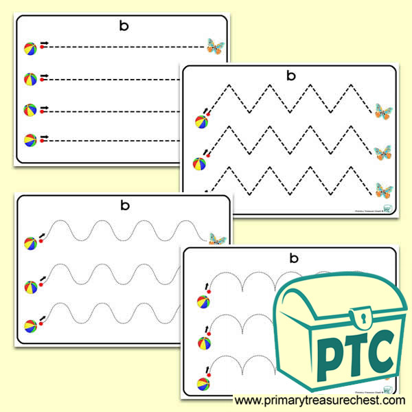 'Bb' Themed Pre-Writing Patterns Activity Sheets