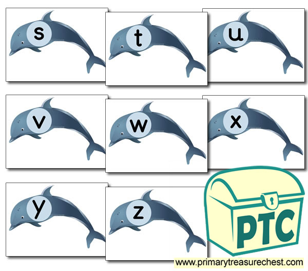 Dolphin Themed Phonic Sound Cards (s-z)