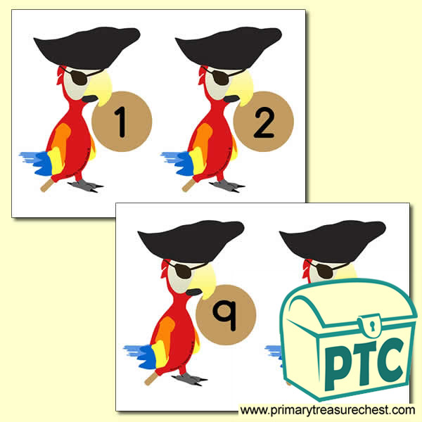 Pirate Parrot Number Line 0-10 (no border)