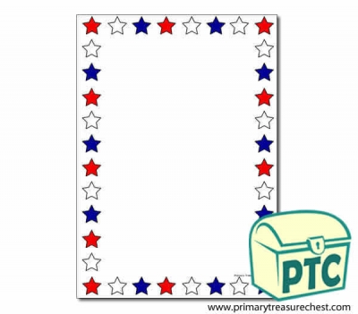 Red, White and Blue Stars Page Border/Writing Frame (no lines)