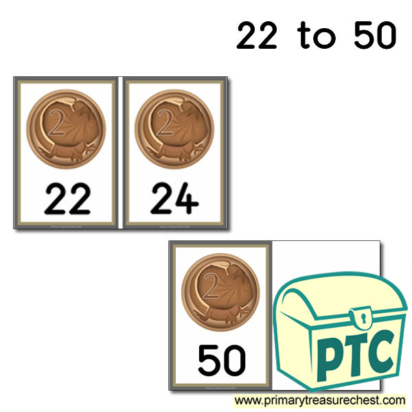 2c Australian Coins - Counting in 2c Cards (22 to 50c)