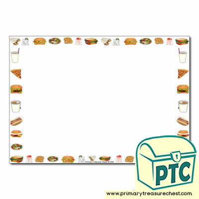 Fast Food Takeaway Themed Landscape Page Border/Writing Frame (no lines)