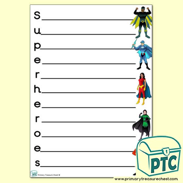 Superheroes Acrostic Poem Sheet