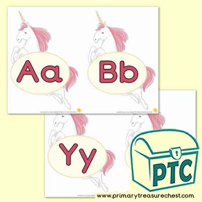 Unicorn Theme Upper & Lower Case Alphabet