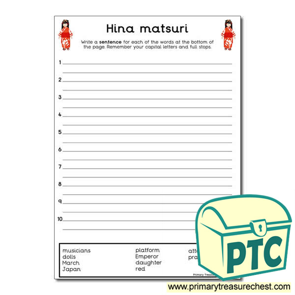 Hina Matsuri Sentence Worksheet