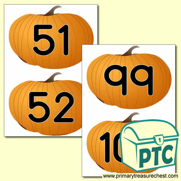 Pumpkin Themed Number Line 51-100