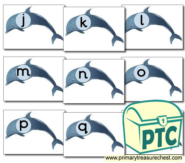 Dolphin Themed Phonic Sound Cards (j-r)