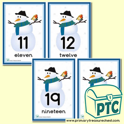 Snowman Themed Number Line 11 to 20