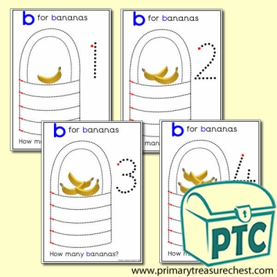 Banana Themed Numeracy and Pencil Control - Letter 'b'