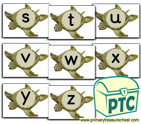 Turtle Themed Phonic Sound Cards (s-z)
