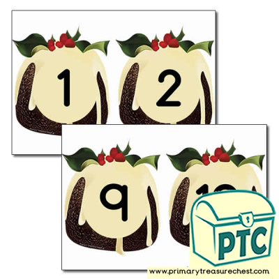 Christmas Pudding Number Cards 0 to 10