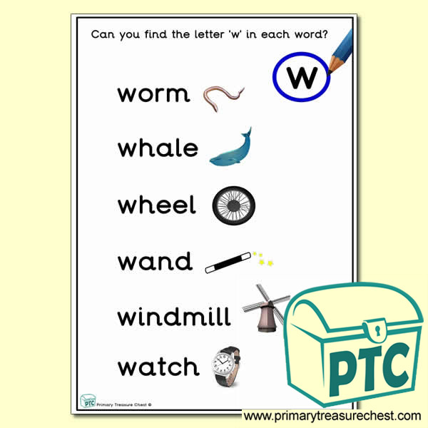 Find the Letter 'w' Activity Sheet