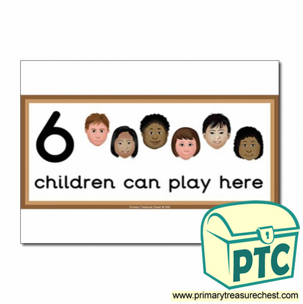 Junk Modelling Area Sign - Images of Faces - 6 children can play here - Classroom Organisation Poster