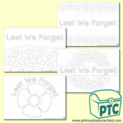 'Lest We Forget' Colouring Sheets