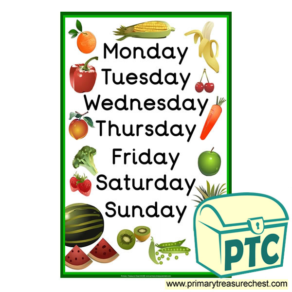 Days of the Week Fruit and Vegetable Poster
