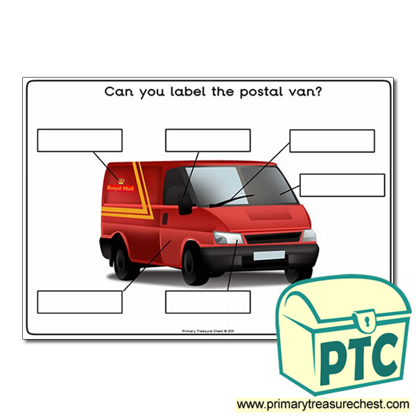 Postman Worksheet 'Can you label the postal van' 