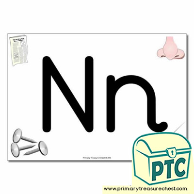 Letters 'Nn' Poster - Letters and Sounds - Phonics - Primary Treasure Chest