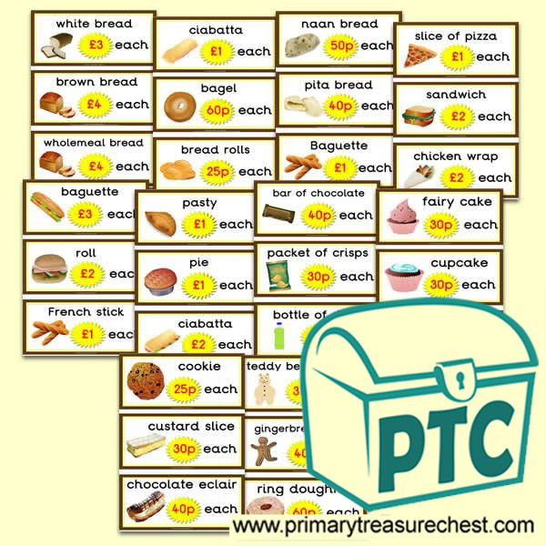 Bakery Shop Prices Flashcards (21p - £99)