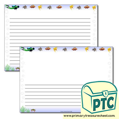 'Under the Sea' Themed Landscape Page Border/Writing Frame (narrow lines)