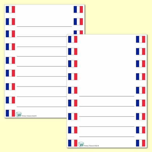 French Flag Page Border/Writing Frame (wide lines)