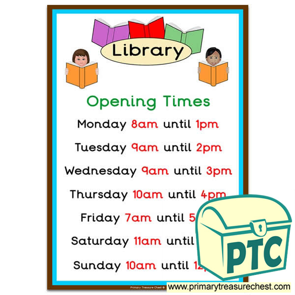 Library Role Play Opening Times (O'clock)