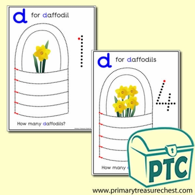 Daffodil Themed Numeracy and Pencil Control - Letter 'd'