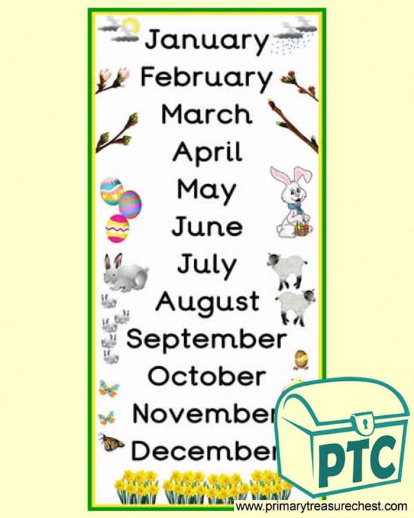 Spring Themed Months of the Year Poster