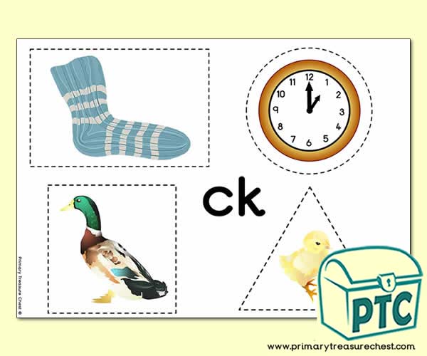'ck' Themed Scissor- Shape- Pre-Writing Activity 