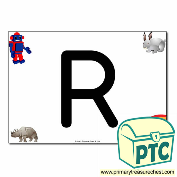 'R' Uppercase Letter A4 poster with high quality realistic images