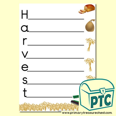 Harvest Acrostic Poem Sheet