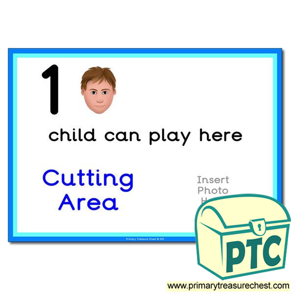 Cutting Area Sign - Add Your Own Image - 1 child can play here - Classroom Organisation Poster