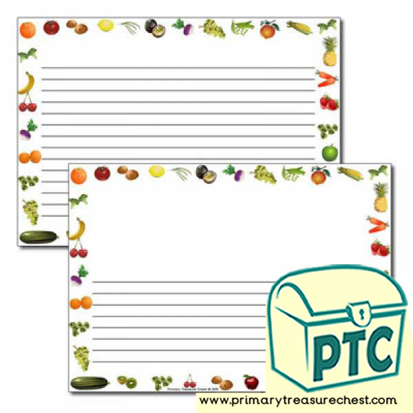 Fruit and Vegetables themed Landscape Page Border /Writing Frame (narrow lines)