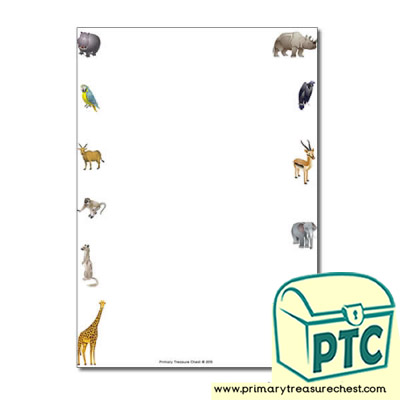 Zoo Animals Themed Page Border/Writing Frame (no lines) - Primary Treasure  Chest