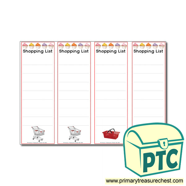 Role Play Cake Shop Shopping Lists