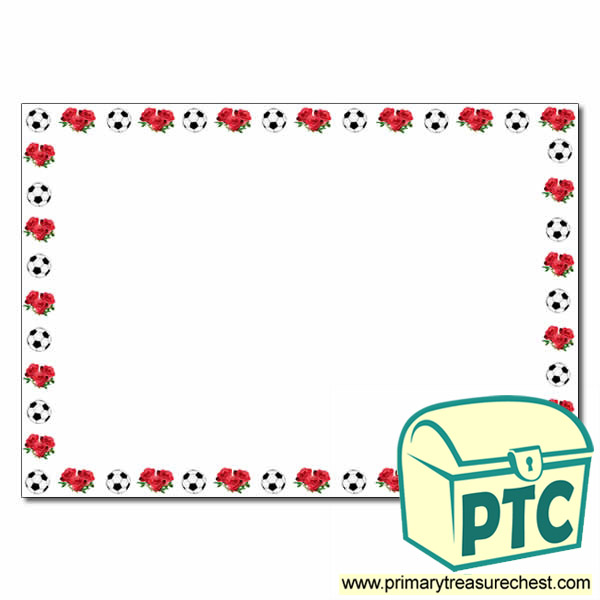 Flowers & Football Landscape Page Border/Writing Frame (no lines)