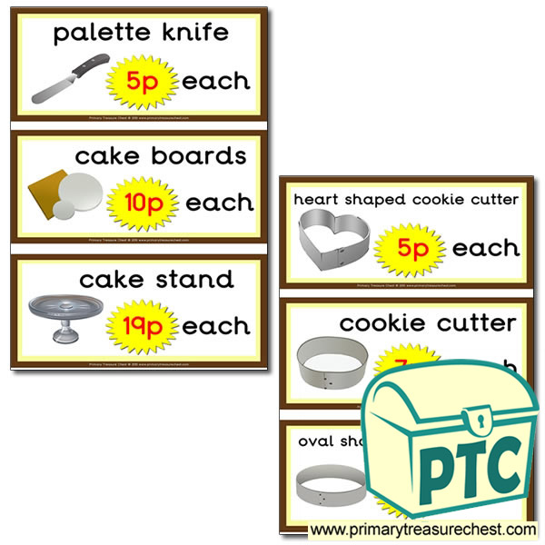 Role Play Cake Shop equipment prices 1-20p
