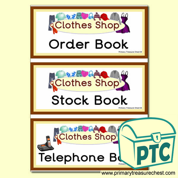Clothes Shop Role Play Book Covers / Labels
