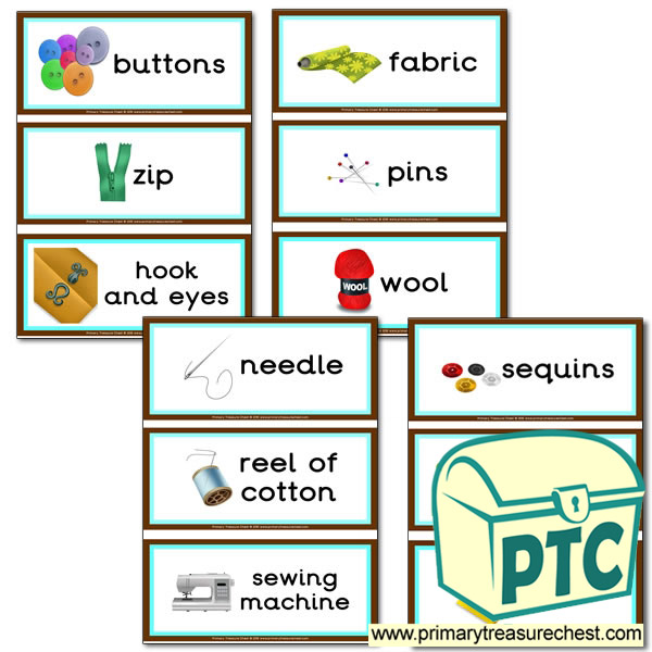 Sewing Themed Flashcards