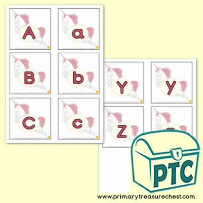 Unicorn Upper & Lower Case Alphabet Matching Cards