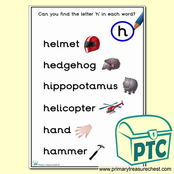 Find the Letter 'h' Activity Sheet