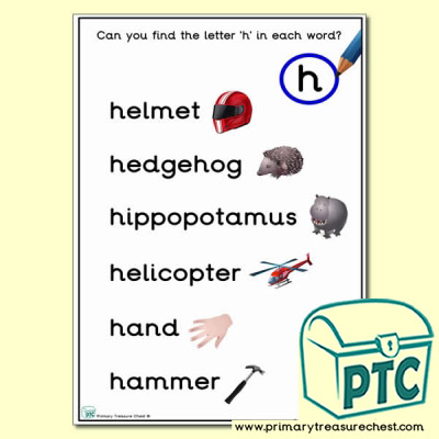 Find the Letter 'h' Activity Sheet