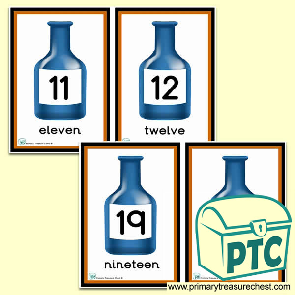 Blue Bottle Themed Number Line 11 to 20