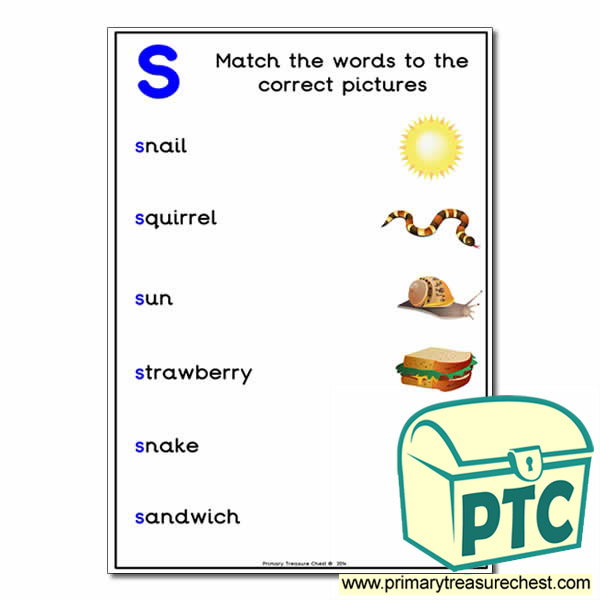 Match the 's' Themed Words to the Pictures