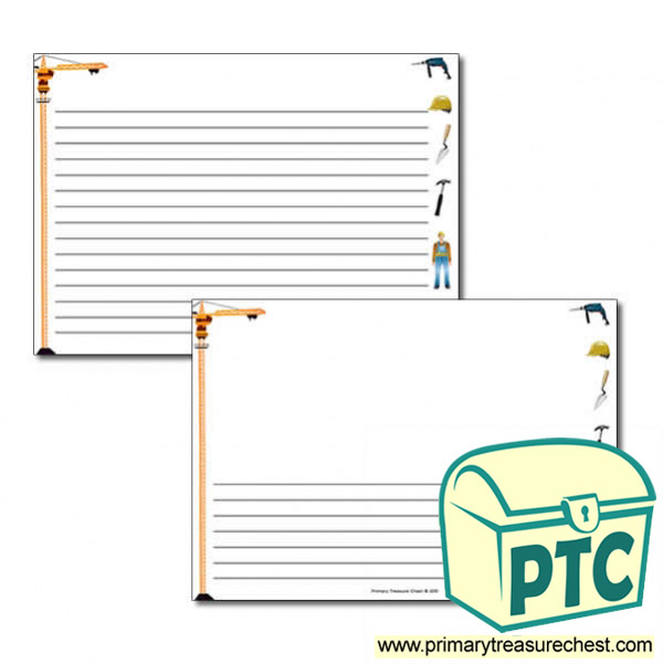 Construction Site Themed Landscape Page Border/Writing Frame (narrow lines)