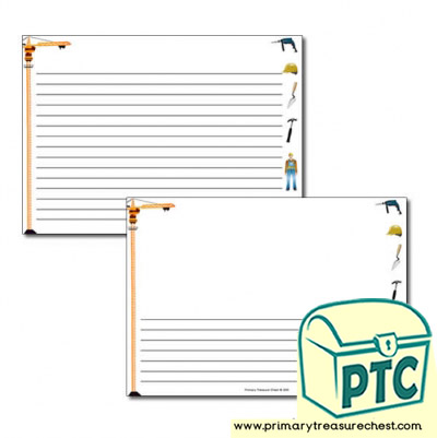 Construction Site Themed Landscape Page Border/Writing Frame (narrow lines)