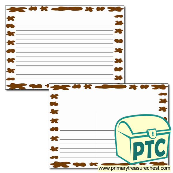 Muddy Puddles Landscape Page Border/Writing Frame (narrow lines)