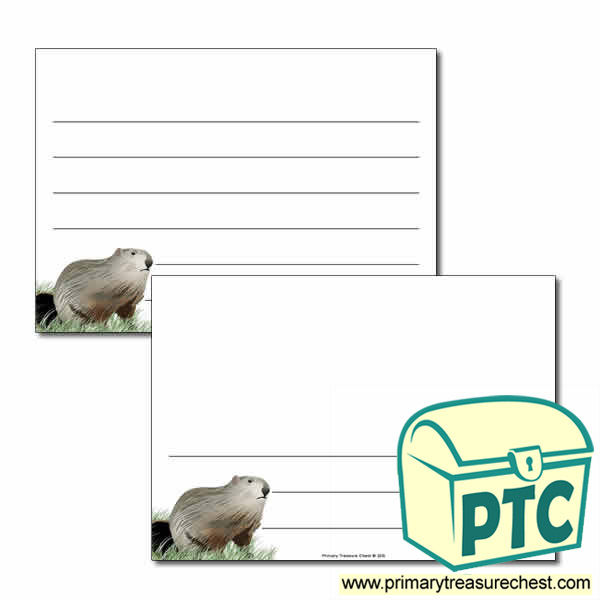 Groundhog Day Themed  Landscape Page Border/Writing Frame (wide lines)